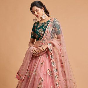 Stylish clothes, Stylish life. Peach Thread, Zari, Dori & Sequins Embroidery